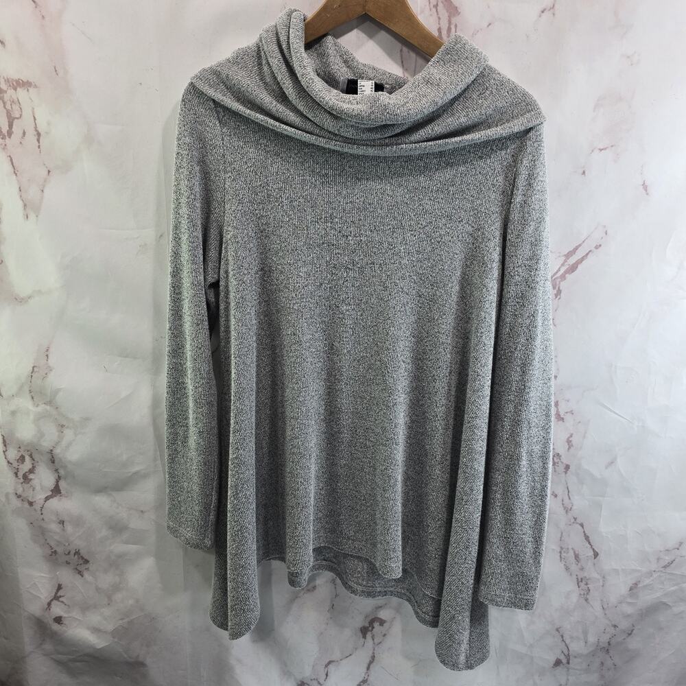 Joseph Ribkoff Sweater Womens 12 Large Gray Cowl Neck Slouchy Boxy Asymmetric